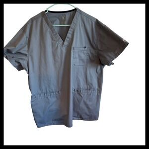 MC2 for Men XL Gray Scrub Top Short Sleeve V Neck Medical Uniform
